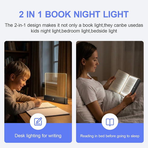 3 QCQHDU Smart Led Reading Light, Book Lights for Reading at Night, Rechargeable Clear Flat Reading Lights with Colors