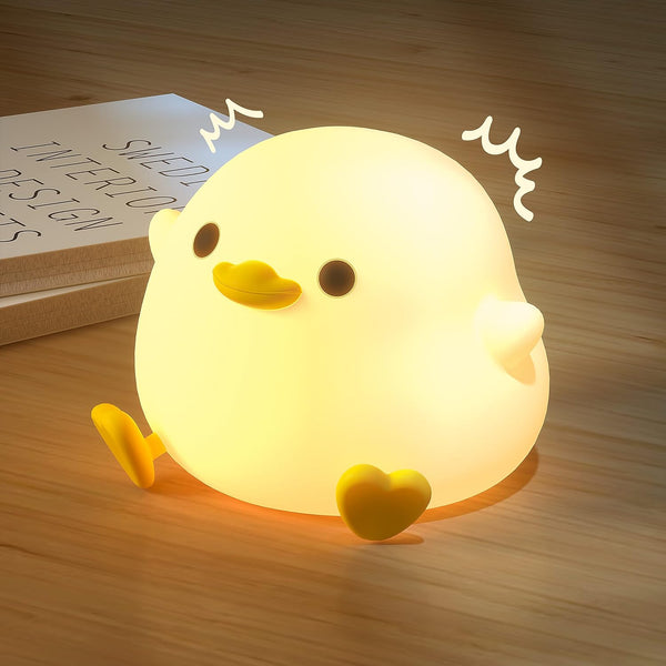 UNEEDE LED Cute Bean Duck Night Light, DoDo Duck Silicone Nursery Night