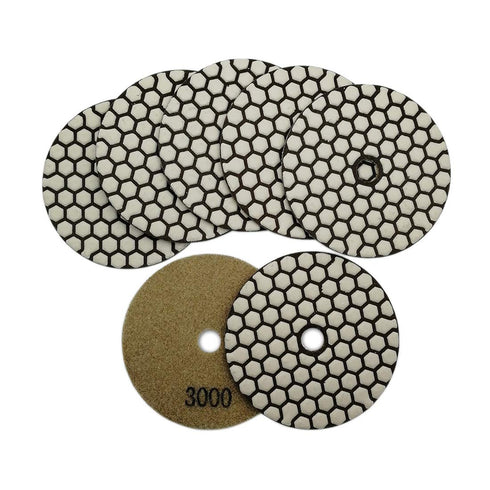 SHDIATOOL 7Pcs 4 Inch Dry Diamond Polishing Pads, Grit 3000 for Granite Marble Stone Sanding Disc