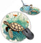 Round Mouse Pad with Coasters Set, Turtle World Map Design, Non-Slip Rubber Mousepad for Computers, Desk Decor