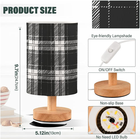 Fustylead Black and White Buffalo Plaid Bedside Table Lamps with USB Port for Bedroom Lamp Table Lamp Small Nightstand