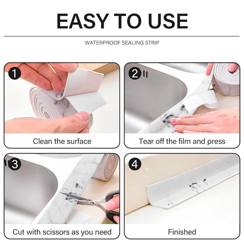 3 Rolls 10.5 Feet Caulk Tape, Self Adhesive Bathroom Caulking Strip, Bathtub Tape, Peel and Stick, 1.5 Inches (White