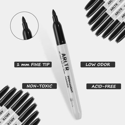 ARLTR Pack 320 Permanent Markers Bulk with Fine Tip, Bulk of with Black, Works on Plastic,Wood,Stone,Metal and Glass