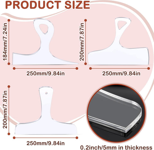Maitys 3PCS Router Templates for Woodworking Large Charcuterie Board Handle Template Cutting Board Template Clear Acrylic Template Angled Curvy Tracing Stencils Guide Tool for Kitchen(Basic Style)
