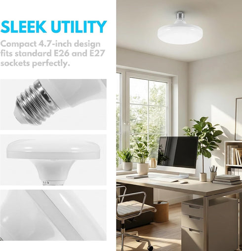E27 Bulbs, Bulbs 24W 220V 4.7 inch, E27/26 (1 Pack) DOITOOL UFO Garage Light LED Light Equivalent Efficient, Standard