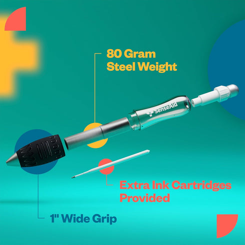 Fat Heavy Weighted Pens | Set of Two Super Big Pens with TWO BONUS INK REFILLS for Arthritis Aid