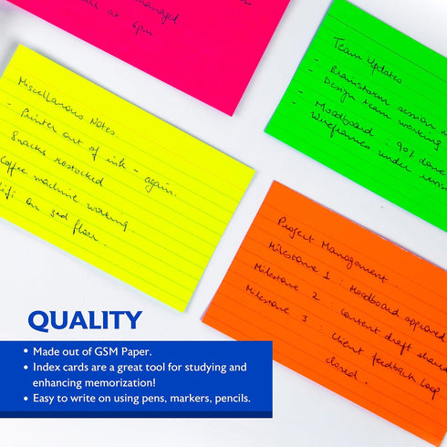 75 Count 3" 5" (596) BAZIC X Ruled Fluorescent Colored Index Card
