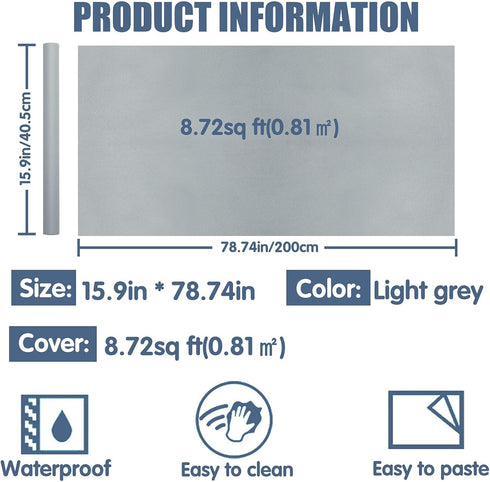 WADILE Peel and Stick Wallpaper, 15.9in x 78.7in, Solid Color Waterproof Contact Paper, Vinyl Self Adhesive Removable
