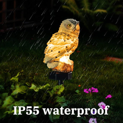 Garden Solar Light Outdoor Decor, Resin Owl Solar LED Light with Stake for Flower Fence Lawn Passage Decoration