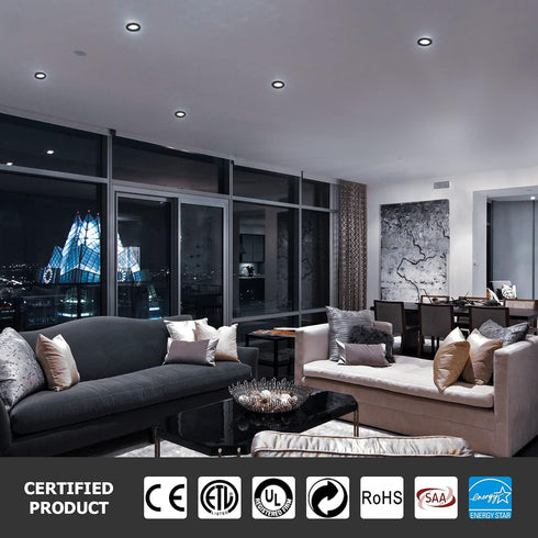 2 Pack 4 Inch 5CCT 4 Inch Dimmable 2700K/3000K/4000K/5000K/6000K, 9W 700lm Recessed Lighting with Junction Box, Black