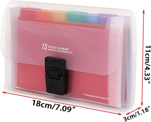 BTSKY 13 Pocket Accordion File Organizer, Plastic Wallet for Cards, Coupons, Receipts, A6 Portable Folder