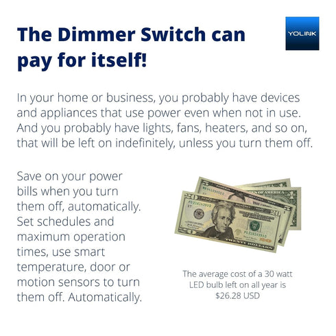 YoLink Smart Dimmer Switch, Alexa, Google, IFTTT Integration, Requires Neutral Wire & YoLink Hub