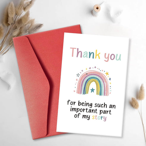 Qiavor Rainbow Thank You Card for Him Her, Appreciation Card for Teacher Best Friend Mentor, Thank You For Being Part