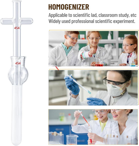 4E's USA Tissue Grinder 10mL Glass Set of 4, Borosilicate Glass Homogenizer Lab Mortar Pestle with Pestle