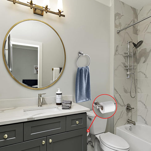 Brushed Nickel Toilet Paper Holder and Hand Towel Ring Set 2 Pieces Bathroom Hardware Accessories Set SUS 304 Stainless Steel Heavy Duty Wall Mounted Bathroom Holder by Kwanicas