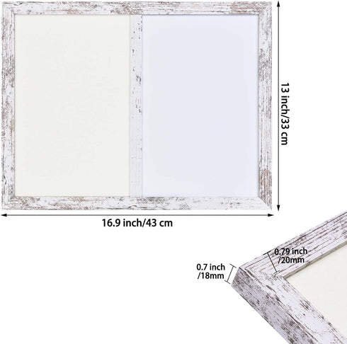 Bulletin Board Whiteboard Beige Felt Board Combo for Office School Kitchen Bedroom, White Wood Frame,13"*17",Whiteboard+WH-3343WH by Umtiti