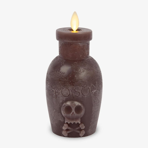 Luminara Poison Bottle Flameless LED Candle Dark Chocolate Wax, Battery Operated, Moving