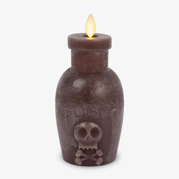 Luminara Poison Bottle Flameless LED Candle Dark Chocolate Wax, Battery Operated, Moving