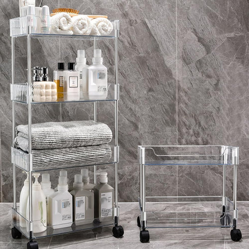 Betoveren 2 8.85 Inches) Tier Utility Rolling Cart Storage Organizer with Wheels Under Desk Mobile Bathroom Cart