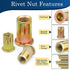 Vifmy 1/4 115Pcs 1/4-20, 1 4 20 1 4 20 1 4 Rivet Nut, Carbon Steel Zinc Rivet Nuts Threaded Insert Rivnut, Flat Head x