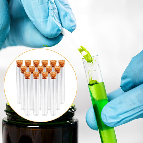 15x100mm Plastic Test Tubes with Lids, 15ml Clear Vials, Seal Cap, Transparent Cork Stoppers, 15 PCS