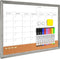Monthly Whiteboard Calendar & Corkboard for Wall, 17"x13" Magnetic Dry Erase Board with Gray Wood Frame