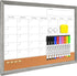 Monthly Whiteboard Calendar & Corkboard for Wall, 17"x13" Magnetic Dry Erase Board with Gray Wood Frame
