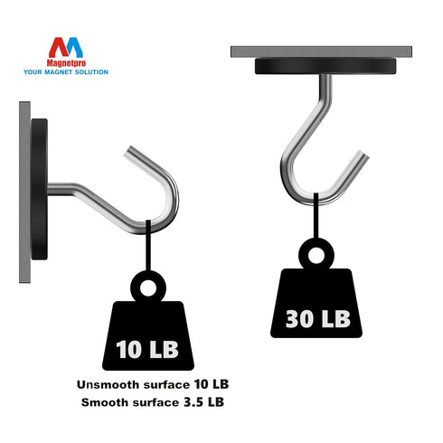 4 30 LB 1/4"-20 Magnetpro Pieces Strong Rubber Coated Mounting Magnets Anti-Scratch & Anti Corrosion, Over Adhesive