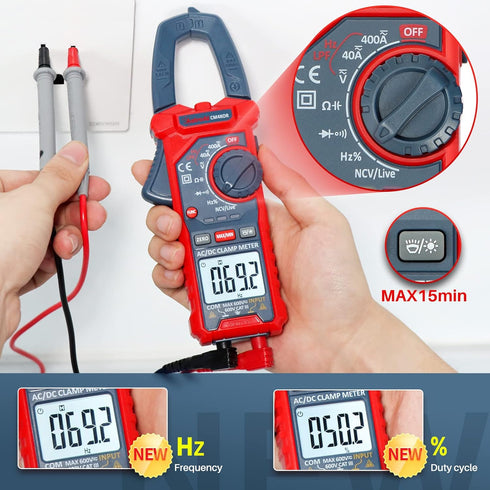 AstroAI Digital Clamp Meter Multimeter, 4000 Counts, Auto-ranging Amp Tester for AC/DC Voltage & Current