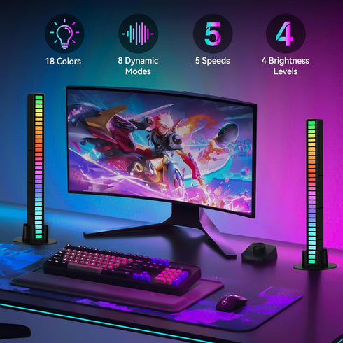 MOONDKIST 32 18 8 Smart RGB Rhythm Light Bar with LEDs, Music Atmosphere Rhythm Light with Colors & Dynamic Modes, USB