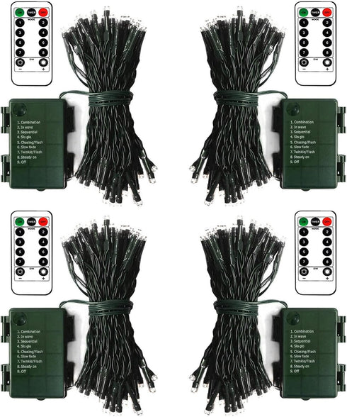 ZAIYW 4 Pack String Lights Battery Operated, Total 66Ft 200 LED Christmas