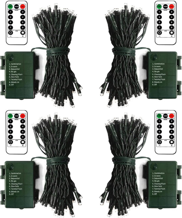 ZAIYW 4 Pack String Lights Battery Operated, Total 66Ft 200 LED Christmas