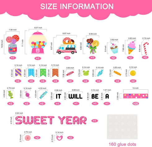 Classroom Candy Bulletin Board Decoration Set, Sweet Candyland Cutouts for Ice Cream Party Decor for School