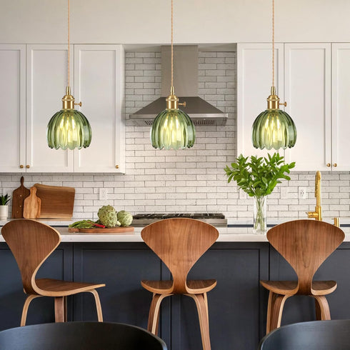 5.1Inch E26 Pendant Light Fixtures,Mini Hanging Lights Green Glass Vintage Pendant Light Hanging Light Adjustable