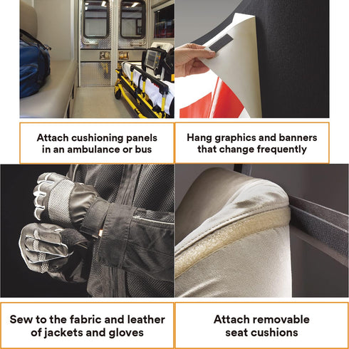 Hook and Loop Tape 1in x 20ft Heavy Duty Adhesion Strip Tape Self Adhesive Interlocking Nylon Fabric Black