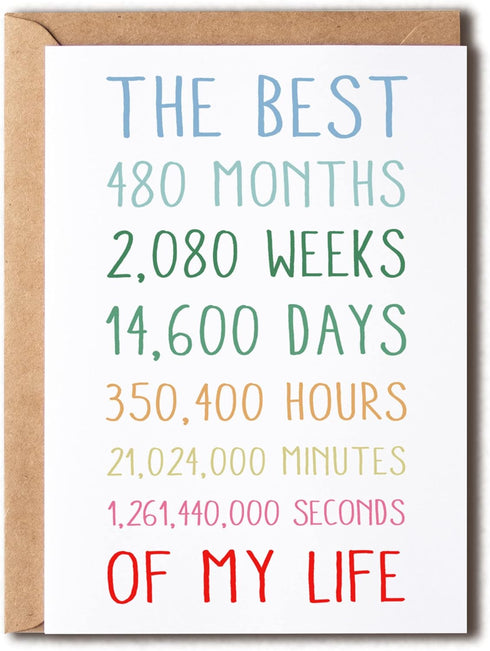 OystersPearl The Best My Life Card - 40Th Anniversary Card - Sweet 40