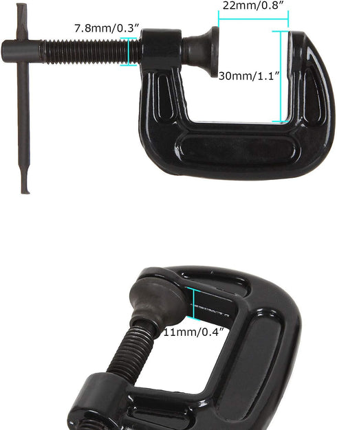 1 Inch C-Clamp Set, 12-Pack Quality Iron Clamps for Woodworking, Welding, Building