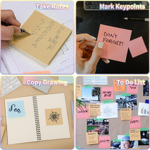 EOOUT Pastel Sticky Notes - 8 Pads, 3x3 Inches, Super Adhesive Self-Stick Note Pads, 100 Sheets/Pad