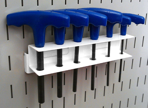 Wall Control Pegboard Screwdriver Holder Bracket, Slotted Metal Pegboard Accessory, White
