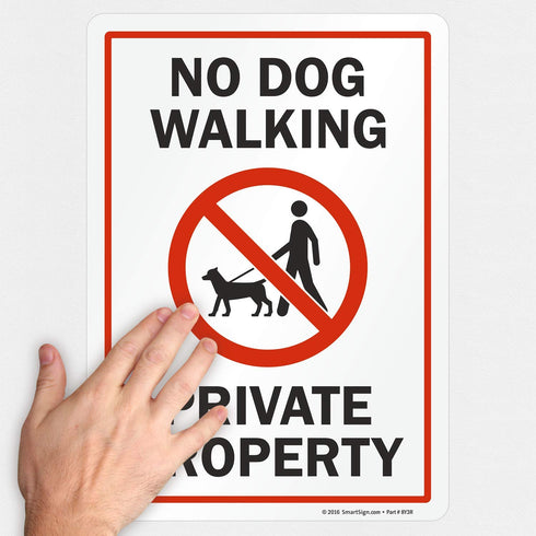 SmartSign "No Dog Walking - Private Property" Label | 10" x 14" Laminated Vinyl