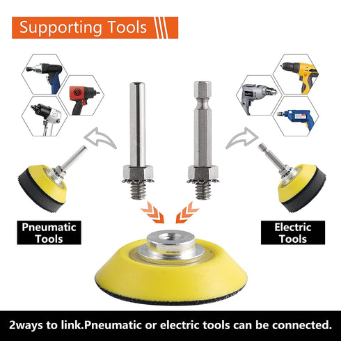 9 Pack 2 Inch Drill Sanding Attachment Variety Kit, Quick Change Disc Pad Holder with 1/8" and 1/4" Shanks