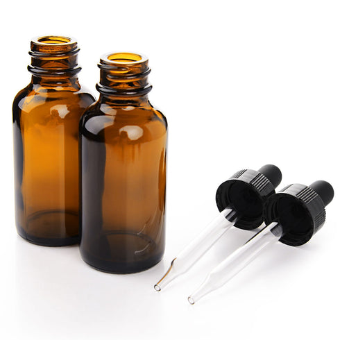 Yesker Amber Glass Bottles for Essential Oils, 60 ml (2oz) with Glass Eye Dropper, Pack of 12