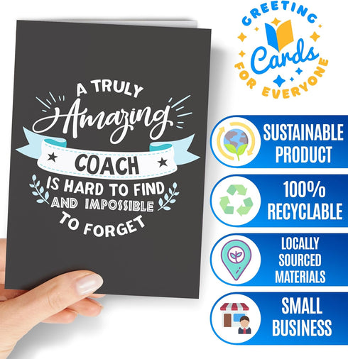 Thank You Card for Coach | Awesome appreciation card for men or women for any occasion: Birthday, Retirement, End