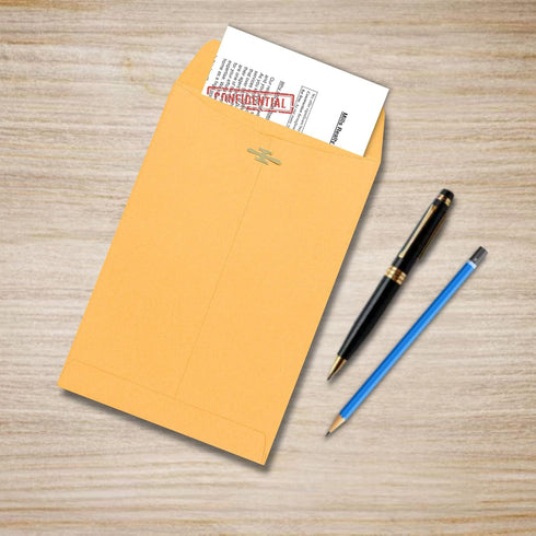 EnDoc 15 Pack Brown Kraft Clasp Envelopes 6x9 Inch with Gummed Seal - 28lb Heavyweight Paper for Home, Office, Mailing