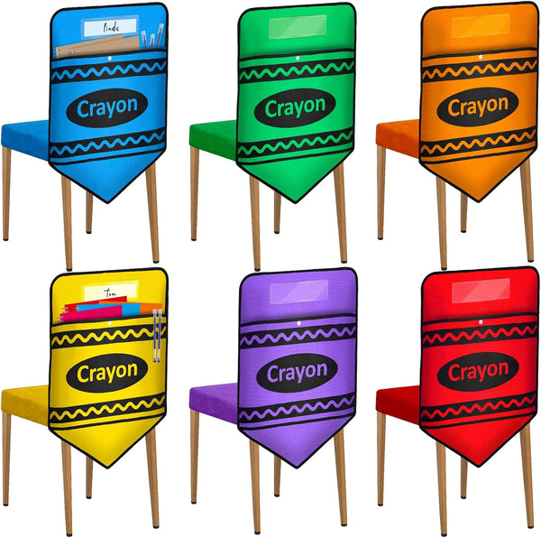Moonld 6 Pcs Chair Pockets for Classrooms Set Crayon Chairback Buddy Pocket with