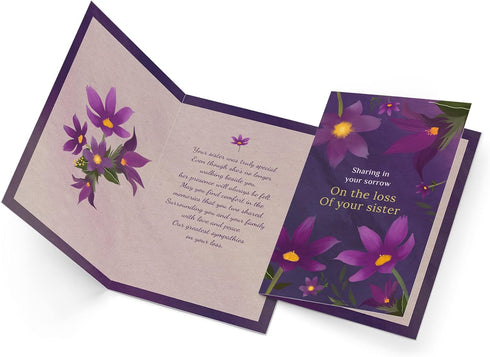 Prime Greetings Sympathy Card for Loss of Sister, Eco-Friendly Thick Card Stock with Premium Envelope, 5in x 7.75in