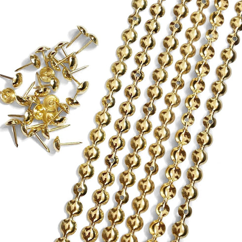 Let's Decorate 10 Meters Gold Plated Decorative Nail Strips/Nailhead Trims, DIY Furniture Accessory (N:9.5mm Golden)