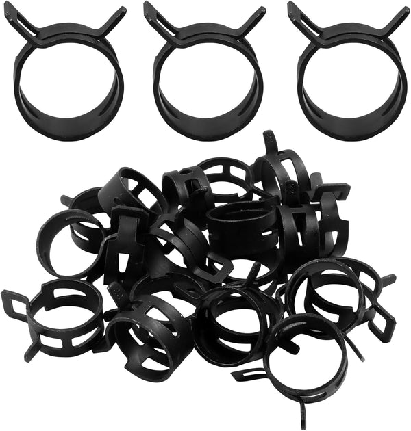 20 Pcs 0.86 Inch ID Spring Band Type Clamps, 22mm Fuel Hose Clamps Fasteners, Black Spring Hose Clip