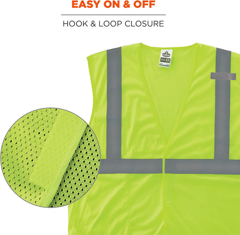 Reflective Safety Vest, High Visibility Mesh with Interior and Exterior Pocket, Class 2, Type R, Single Sizing