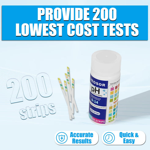 PH Test Strips 0-14, 200 Universal Litmus Papers for Urine, Saliva, Water & Food, Accurate Results